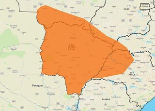 Área em laranja indica risco de tempestade em todo o Estado (Arte: Inmet)